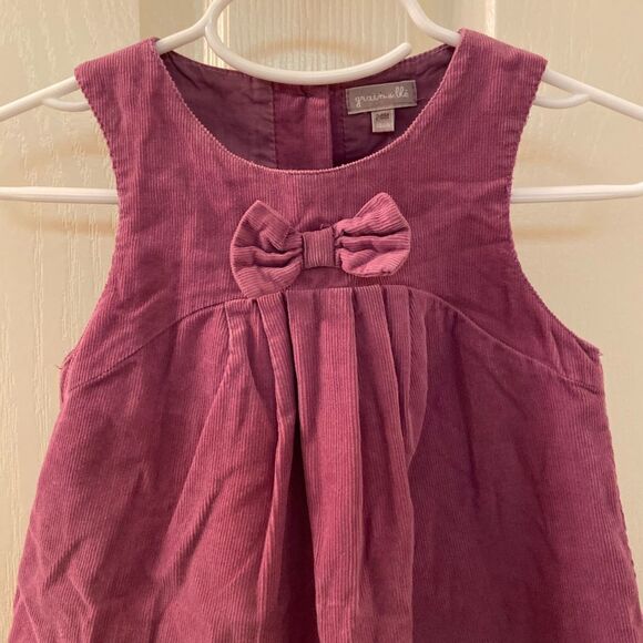 Grain de ble Girls Purple Corduroy Pinafore Button Down Back Dress Sz 24 Months - Picture 2 of 6